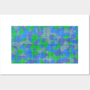 blue and green camo abstract Posters and Art